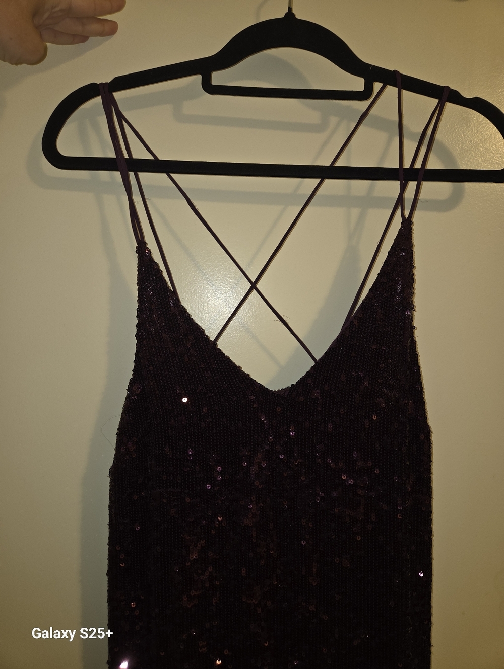 Free People Dark Purple Sequin Tank Top Womens XS Cross Back Strap - Picture 5 of 7